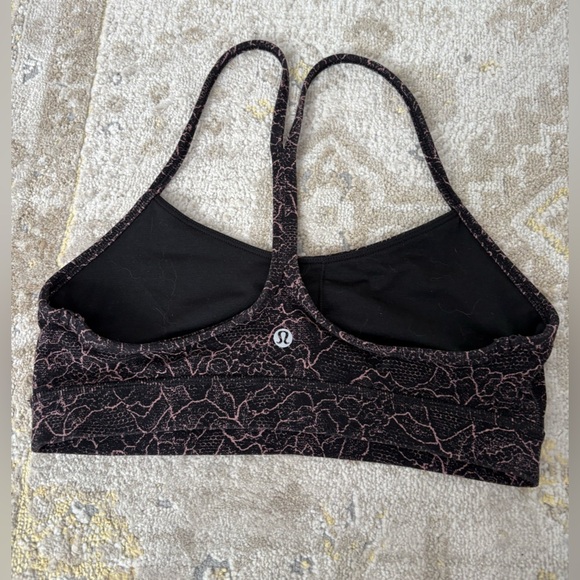 Lululemon Flow Y Bra Sports Bra (Black/Pink Floral Pattern) - Picture 4 of 7